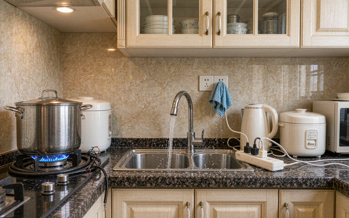 厨房场景：找出用电隐患